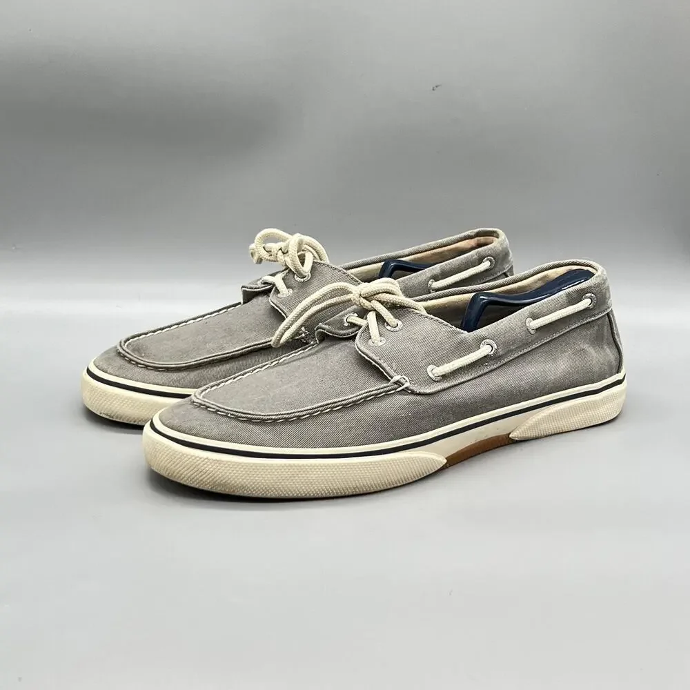 Sperry Shoes Mens 11.5 Gray Canvas Top Sider Boat Deck Moc Toe Casual Comfort